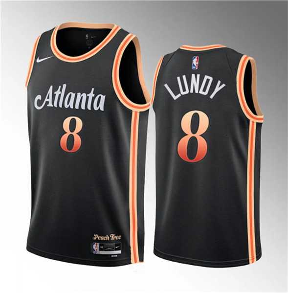 Mens Atlanta Hawks #8 Seth Lundy Black 2023 Draft City Edition Stitched Jersey Dzhi->atlanta hawks->NBA Jersey
